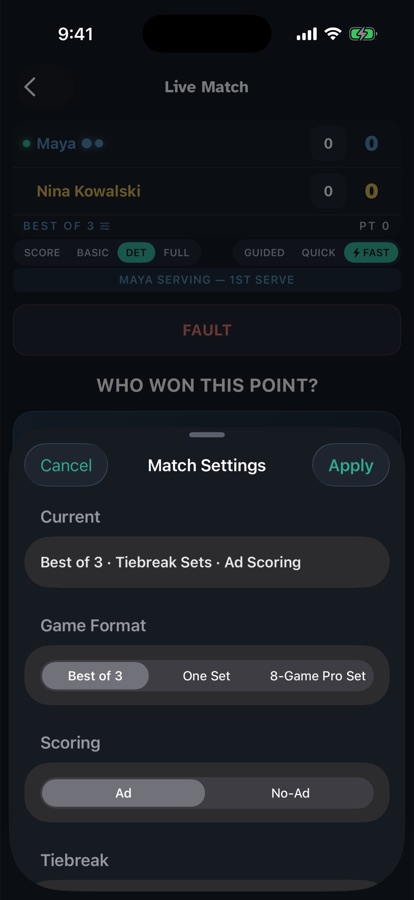 Match settings